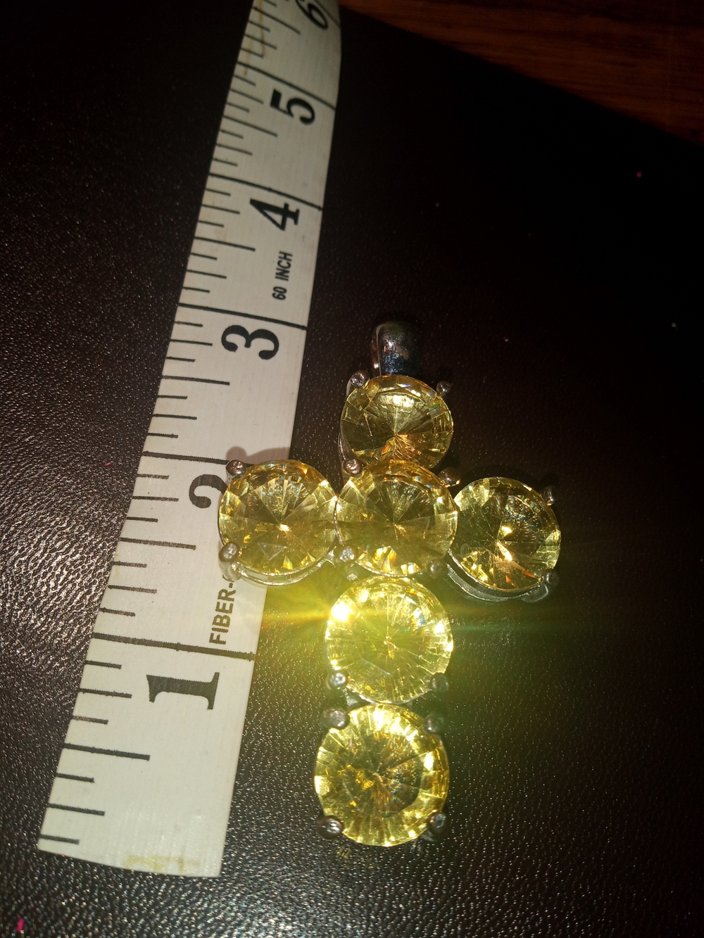 Yellow Crystal Cross Pendant - Unbranded